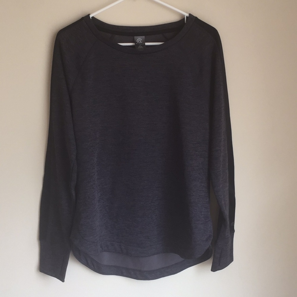 gray and black sweatshirt